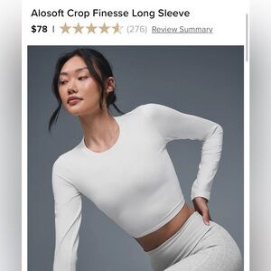 ALO Yoga Alosoft White Long Sleeve Crop Top